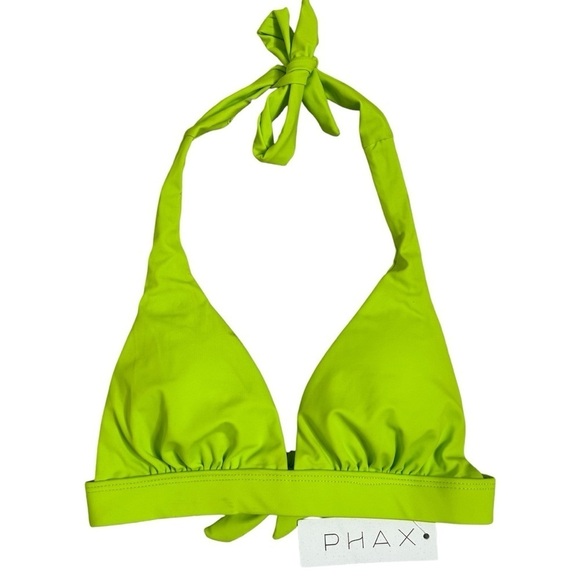 PHAX Cyber Lime Ots Banded Halter Swim Top - Picture 1 of 6